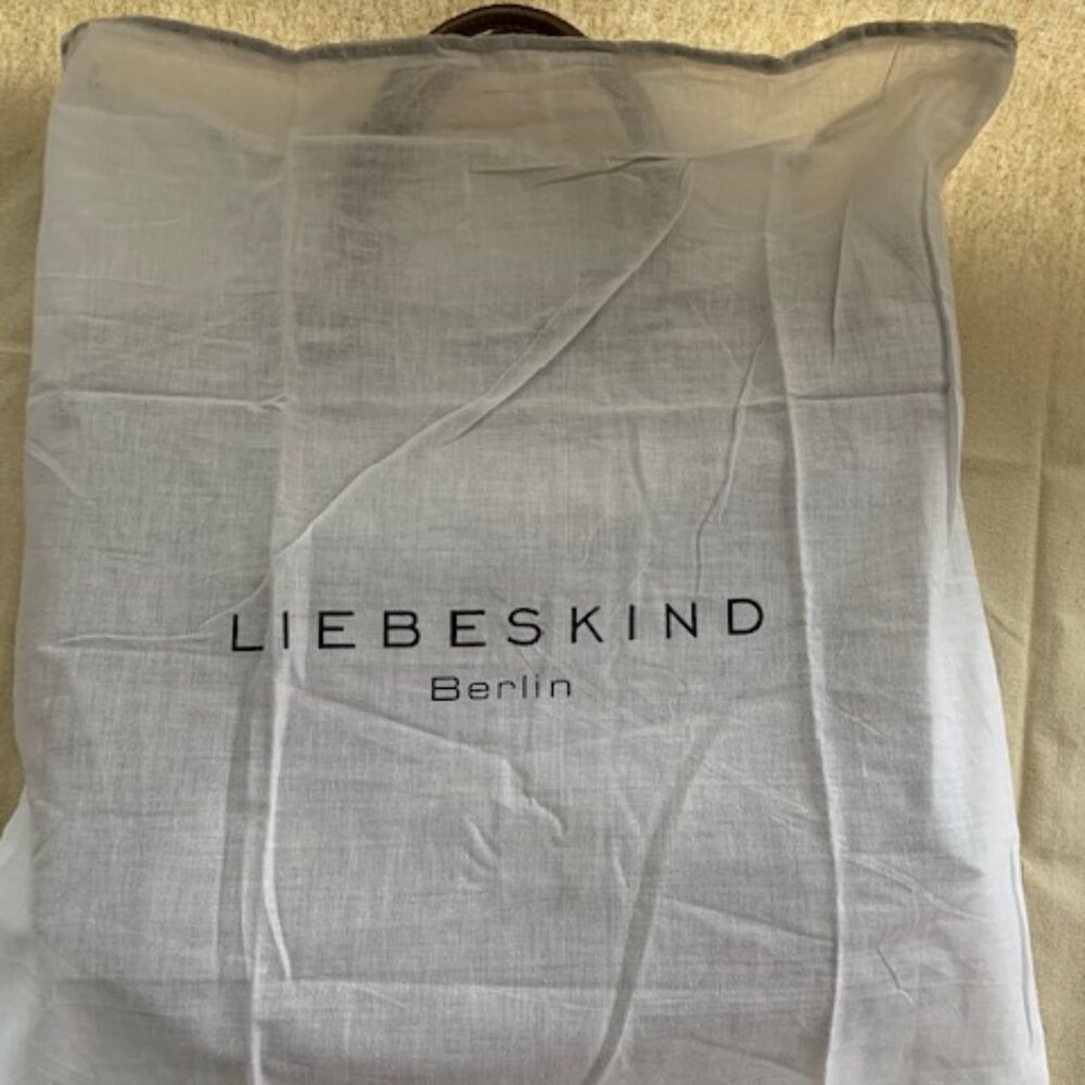 Liebskind metallic grey with orange accent satchel bag